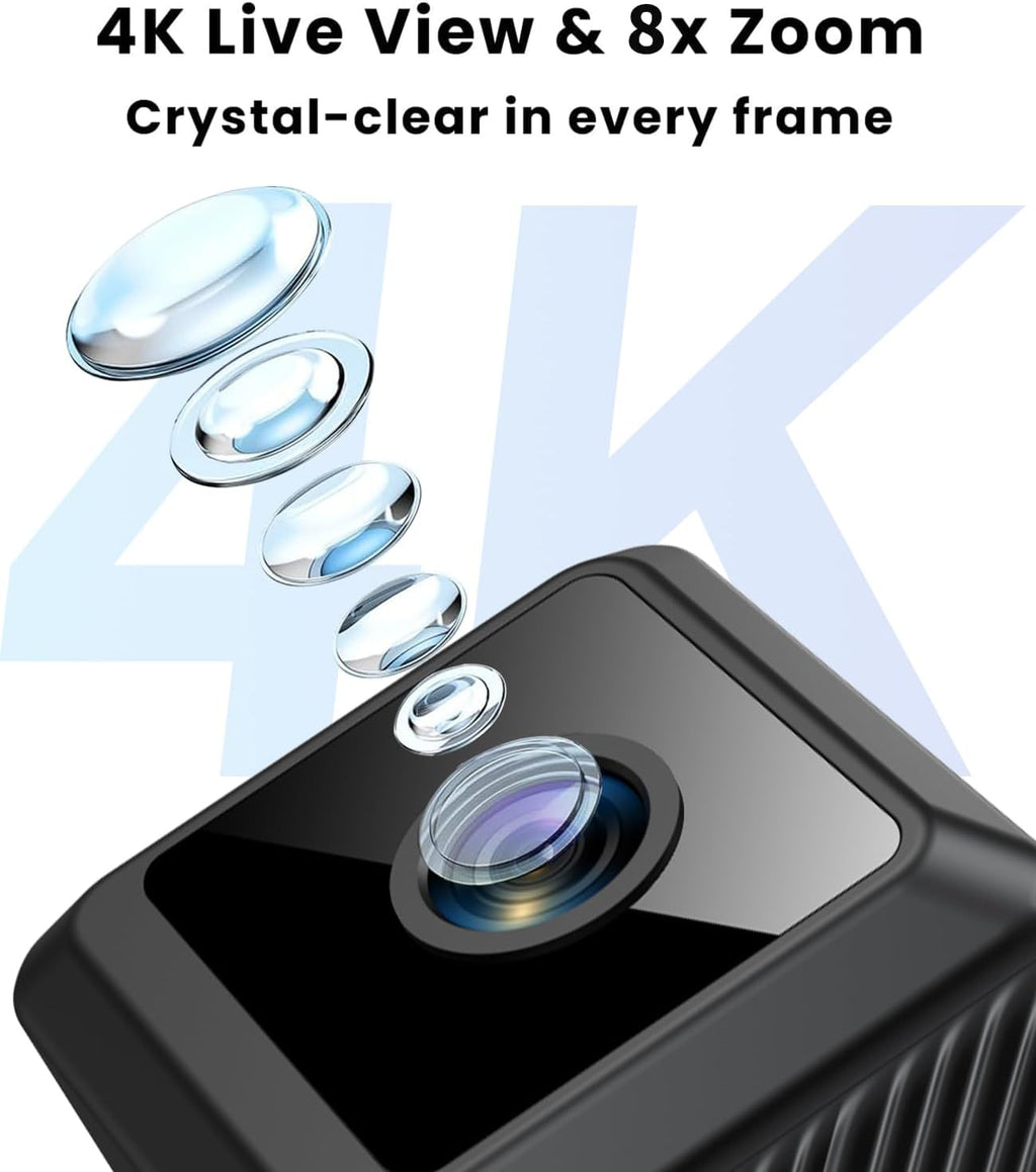 Caméra de Surveillance WiFi 4K Intérieur/Extérieur, Caméra Espion Bluetooth avec Vision Nocturne, Mini Camera Espion, Connexion Rapide & Enregistrement Continu, Stockage Cloud SD, Détection Mouvement