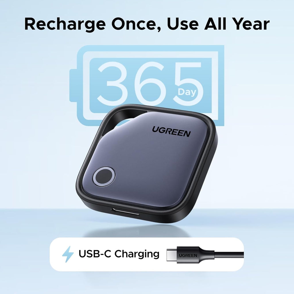 UGREEN FineTrack Duo Tag with iOS Find My and Android Find Hub 4 Pack | USB C Charging, Bluetooth Object Locator, for Keys, Suitcases, Wallets, Bags, Plotter