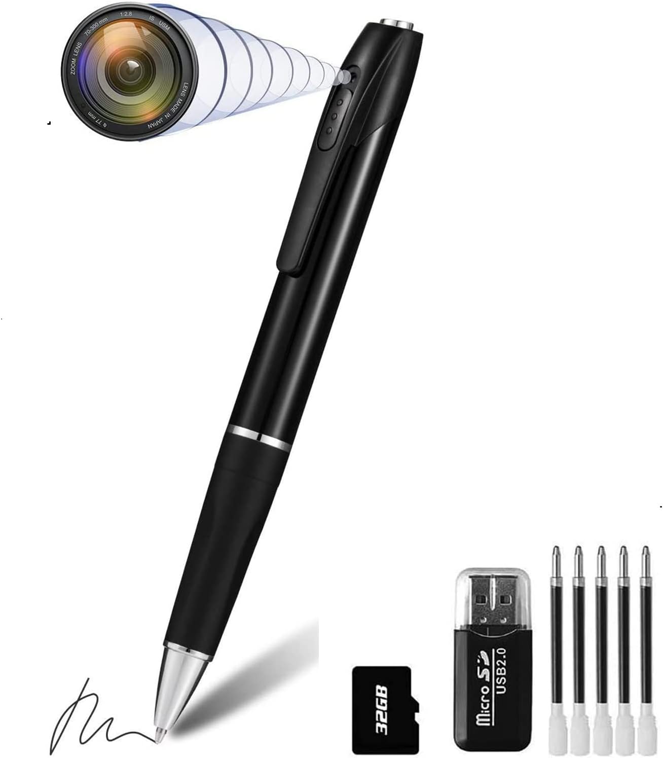 Spy Camera Hidden Camera Pen 1080P Mini Pocket Camera with Go Camera Pen with Video Recording Photo Taking and 150 Mins Rechargeable Battery Life (A1-2)