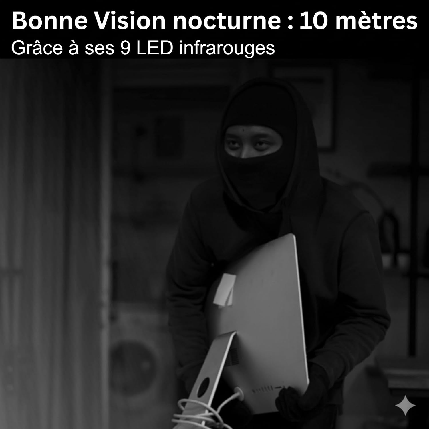 WIWACAM MW7 Plus Caméra Espion WiFi 2K Ultra HD Camera, Détection de Mouvement Intelligente, Alarme sur Téléphone Portable, Vision Nocturne, Alarme par e-Mail
