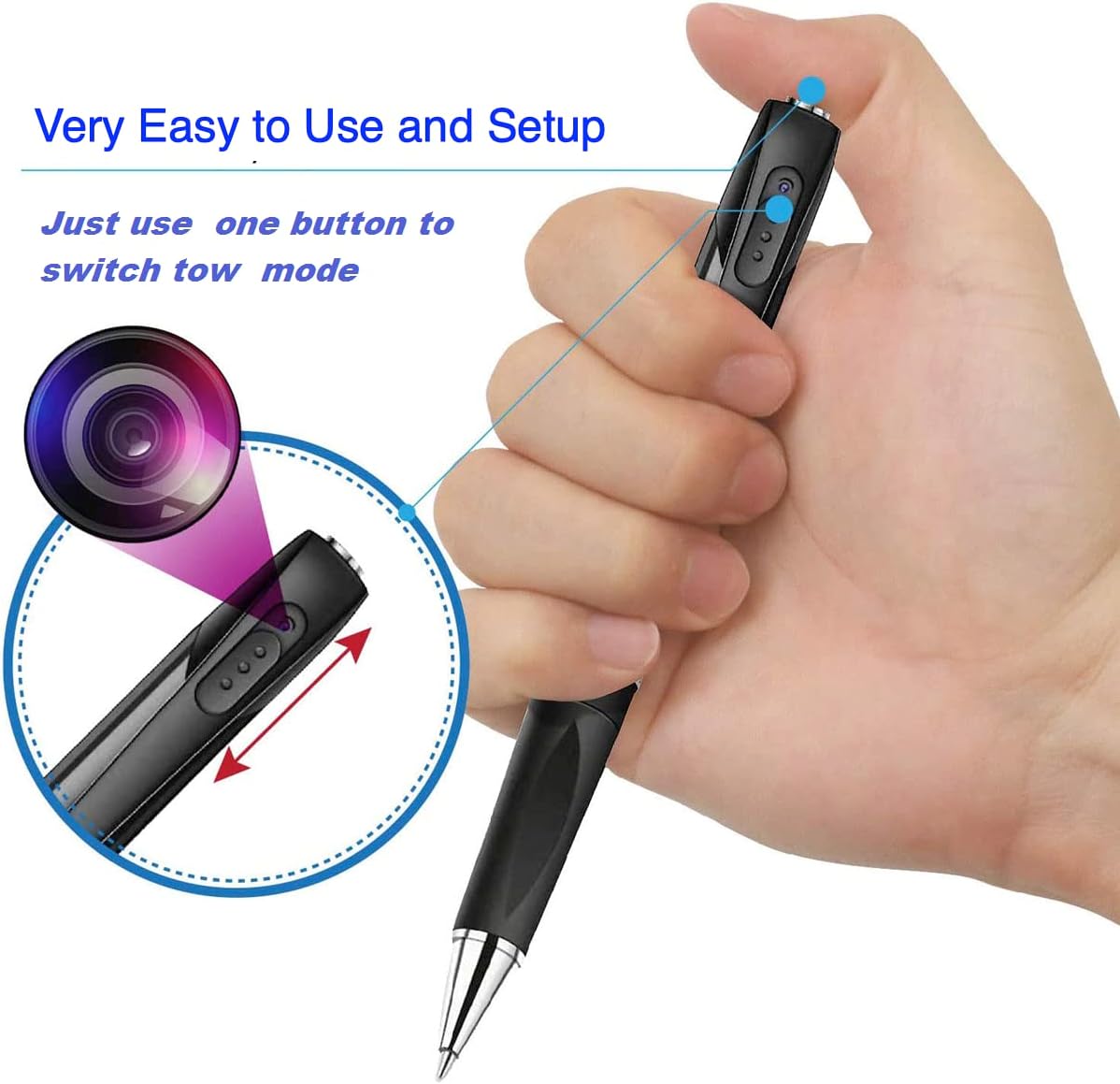 Spy Camera Hidden Camera Pen 1080P Mini Pocket Camera with Go Camera Pen with Video Recording Photo Taking and 150 Mins Rechargeable Battery Life (A1-2)