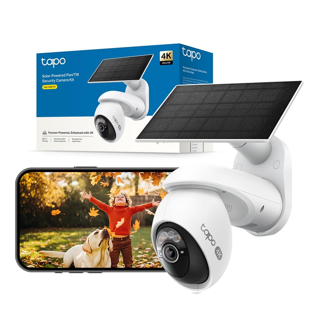 Tapo C610 Kit 2K 3MP Wireless Outdoor WiFi Camera with Solar Panel, 360° PTZ 6700mAh Battery Surveillance Camera, Human Detection, Color Night Vision, AI Tracking, IP65