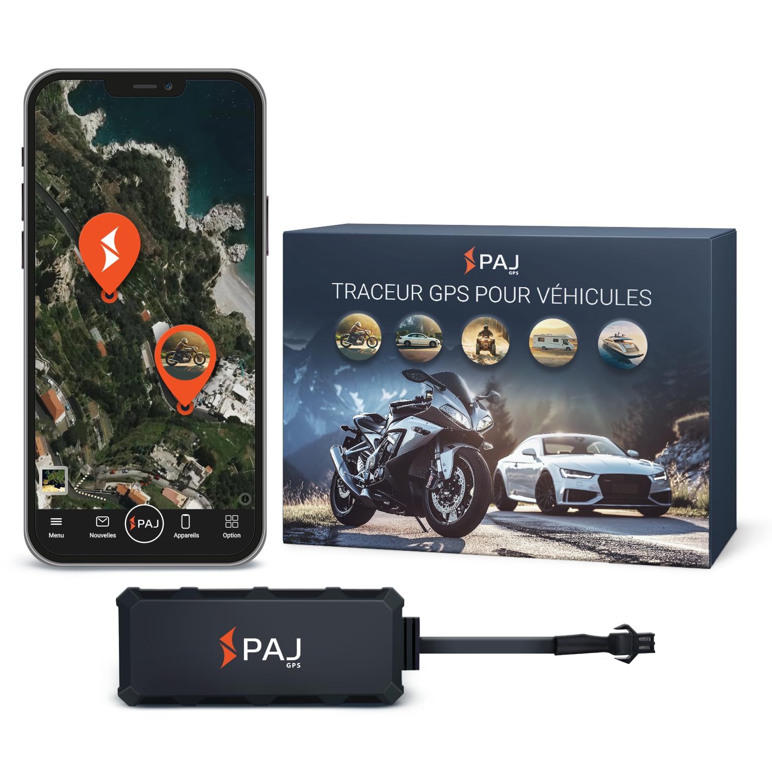 PAJ Vehicle Finder 1.0 4G GPS Tracker for Car, Motorcycle and Truck - Real Time Tracking, Safety Alerts, Journey History - Direct Connection to Battery - 40cm Cable