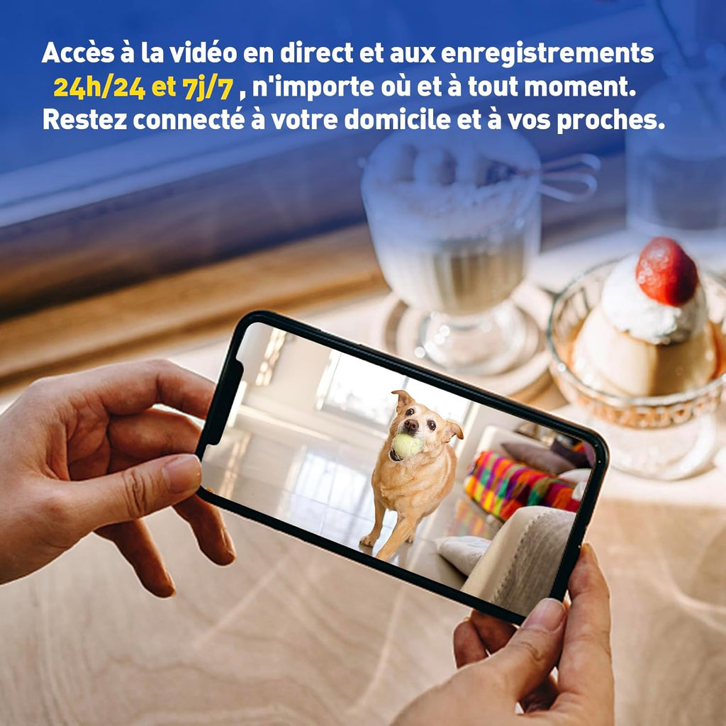 WIWACAM MW7 Plus Caméra Espion WiFi 2K Ultra HD Camera, Détection de Mouvement Intelligente, Alarme sur Téléphone Portable, Vision Nocturne, Alarme par e-Mail