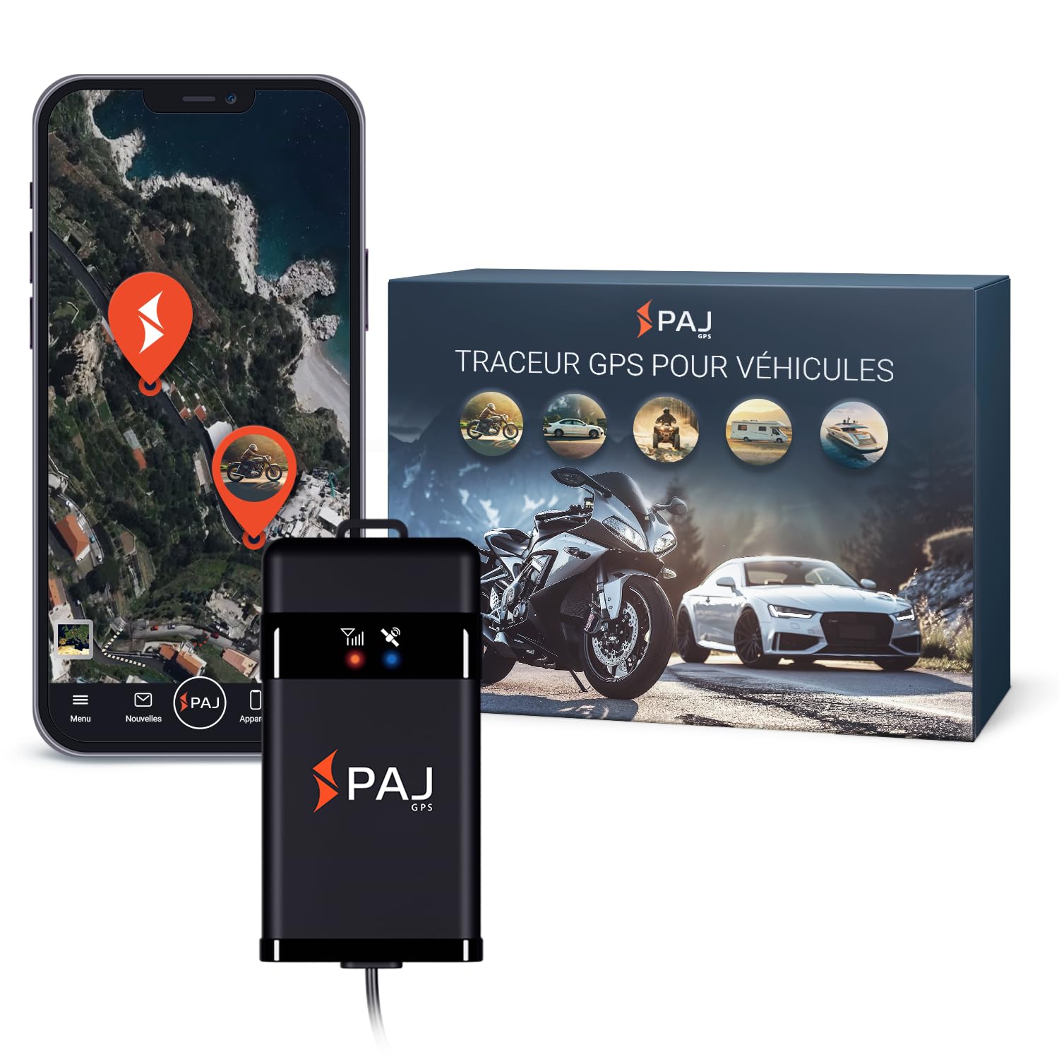 PAJ Vehicle Finder 1.0 4G GPS Tracker for Car, Motorcycle and Truck - Real Time Tracking, Safety Alerts, Journey History - Direct Connection to Battery - 40cm Cable