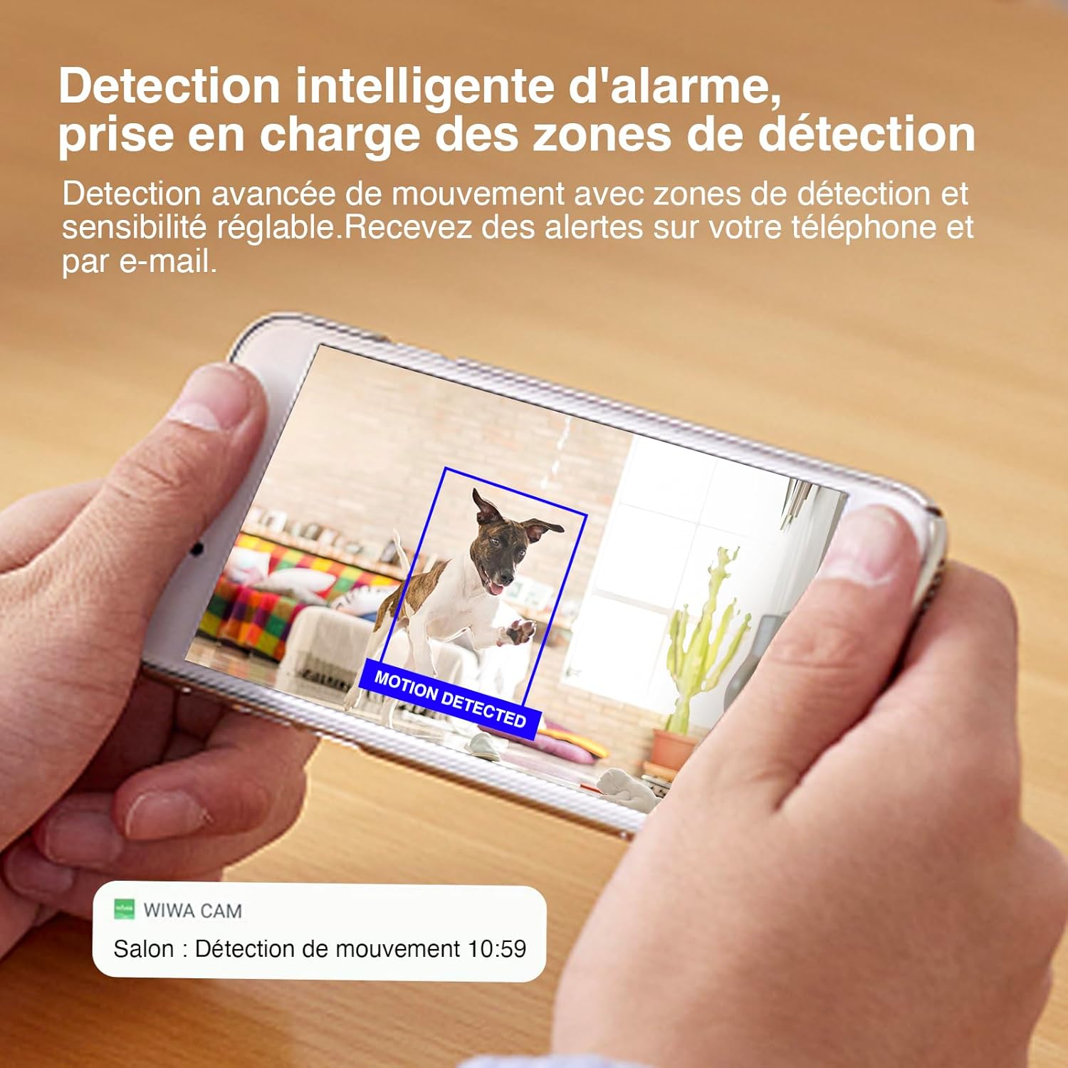 WIWACAM MW7 Plus Caméra Espion WiFi 2K Ultra HD Camera, Détection de Mouvement Intelligente, Alarme sur Téléphone Portable, Vision Nocturne, Alarme par e-Mail