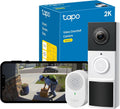 Tapo Waterproof Outdoor Wireless Doorbell with 2K Camera, with Chime | IP65, battery life 180j battery, free AI human detection without subscription, two-way audio, 160° wide angle