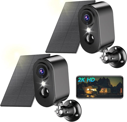 2K WiFi Surveillance Camera with Solar Panel – Wireless Outdoor WiFi Surveillance Camera Battery, Night Vision Colour, Outdoor/Indoor, PIR Motion Detection, IP66, Black-2