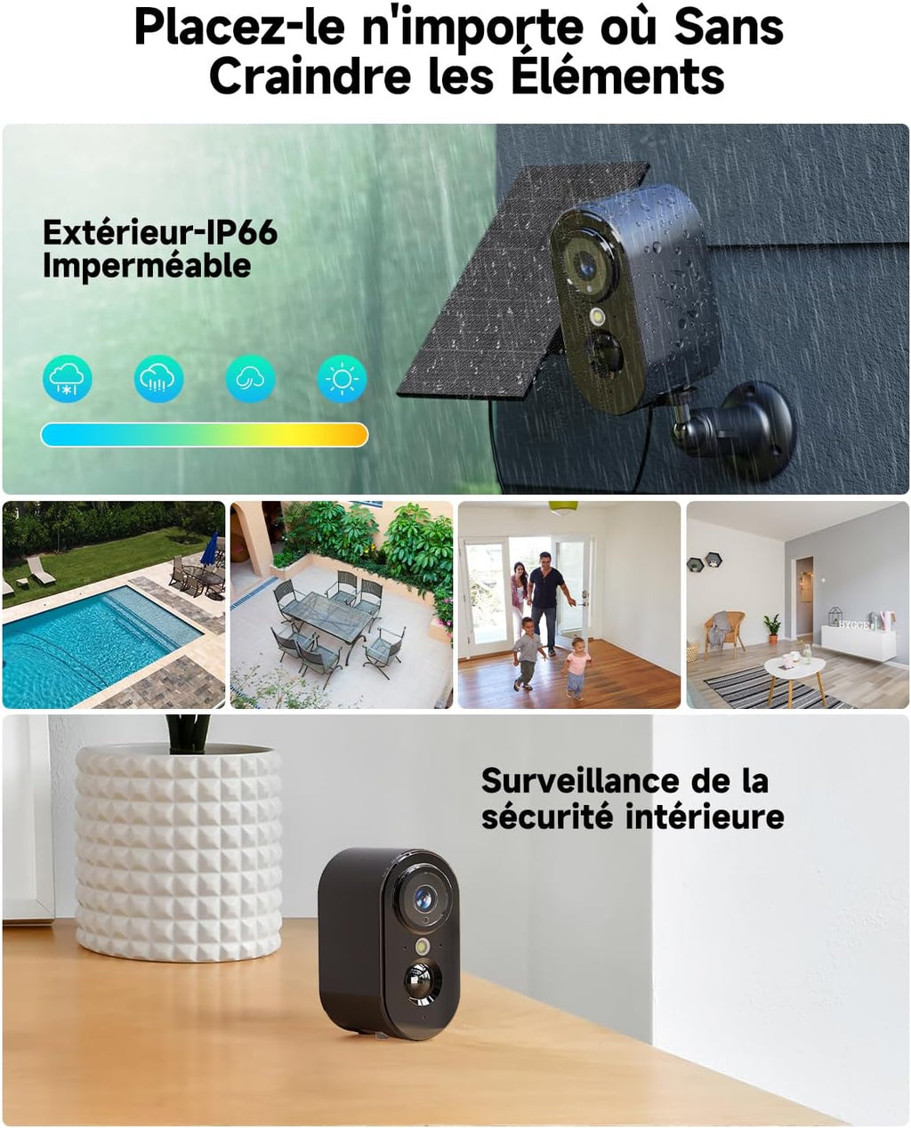 2K WiFi Surveillance Camera with Solar Panel – Wireless Outdoor WiFi Surveillance Camera Battery, Night Vision Colour, Outdoor/Indoor, PIR Motion Detection, IP66, Black-2
