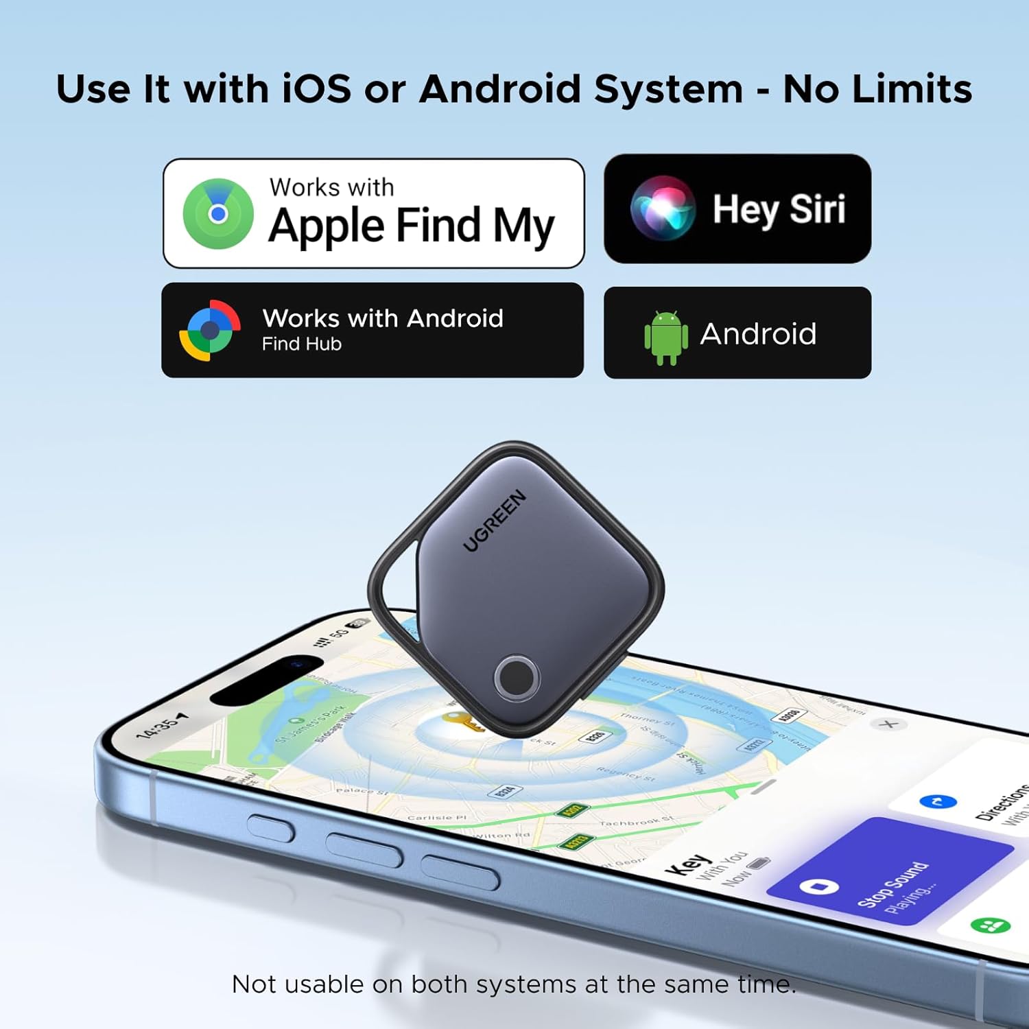 UGREEN FineTrack Duo Tag with iOS Find My and Android Find Hub 4 Pack | USB C Charging, Bluetooth Object Locator, for Keys, Suitcases, Wallets, Bags, Plotter