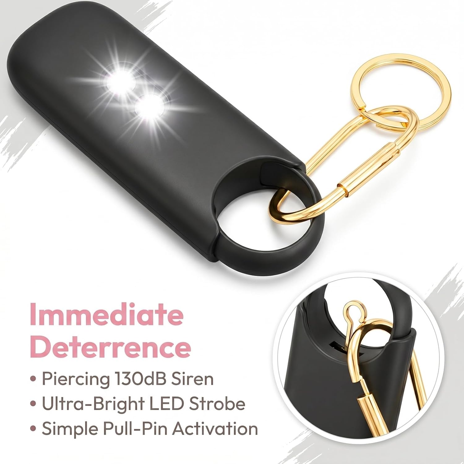 130dB Alarme Personnelle Anti Agression, Alarme Personnelle pour Femmes avec Lampe LED Porte-clés Sécurité avec Sirène Kit Sécurité Auto Défense USB Type-C pour Enfants Femmes Personnes Âgées
