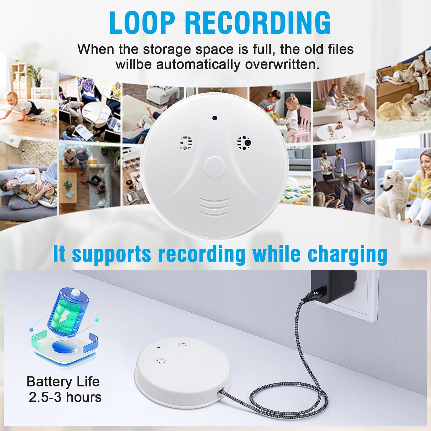 Wifi Hidden Camera,2.4/5G Micro Spy Camera Smoke Detector,