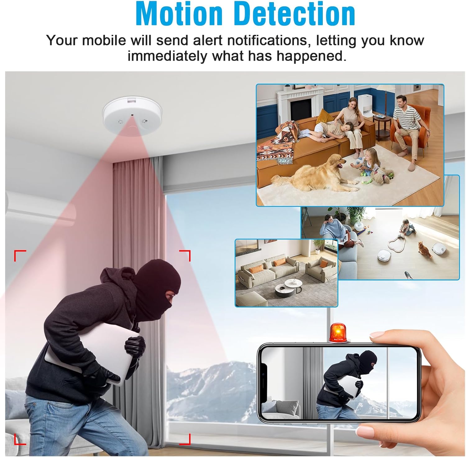 Wifi Hidden Camera,2.4/5G Micro Spy Camera Smoke Detector,