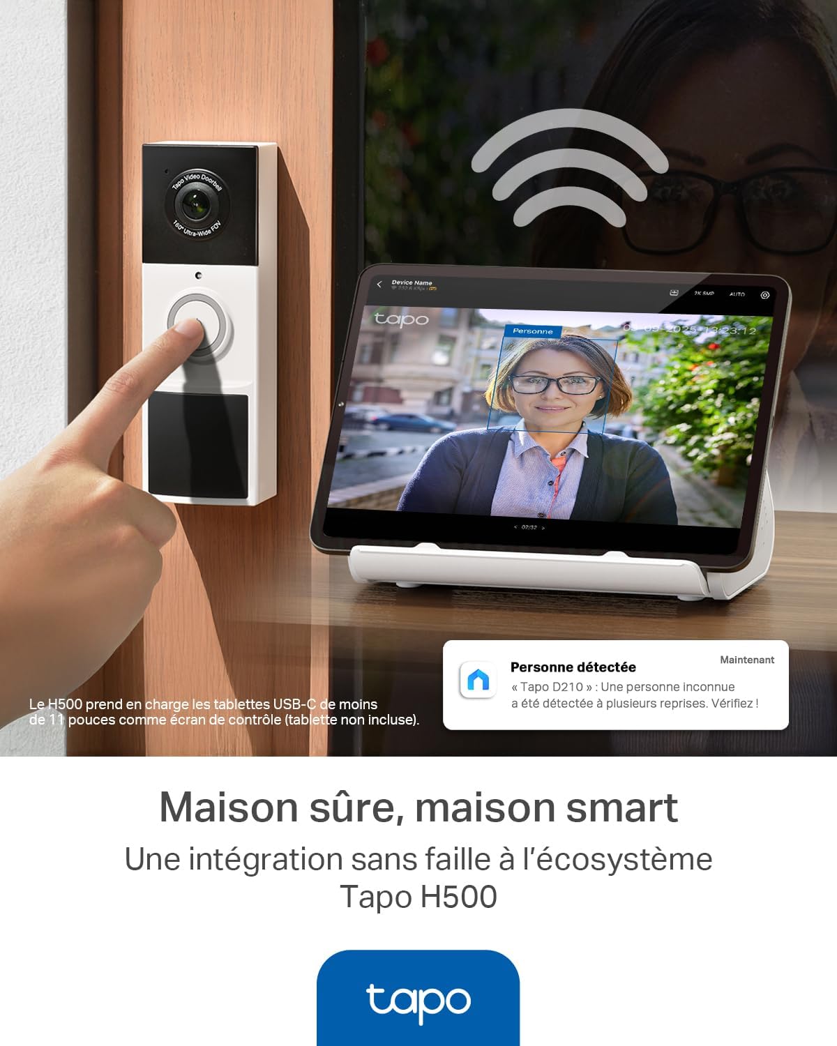 Tapo Waterproof Outdoor Wireless Doorbell with 2K Camera, with Chime | IP65, battery life 180j battery, free AI human detection without subscription, two-way audio, 160° wide angle