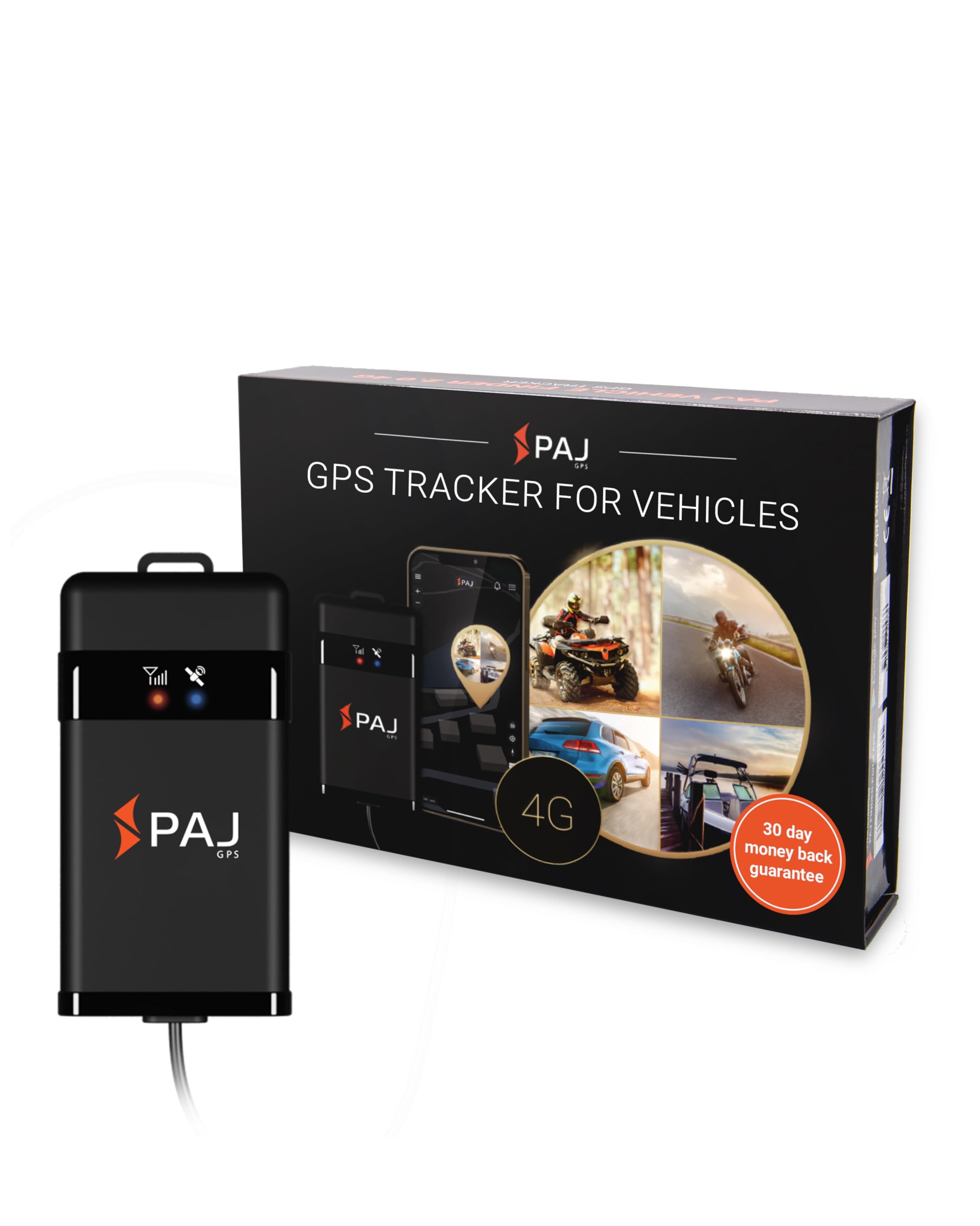 PAJ Vehicle Finder 1.0 4G GPS Tracker for Car, Motorcycle and Truck - Real Time Tracking, Safety Alerts, Journey History - Direct Connection to Battery - 40cm Cable
