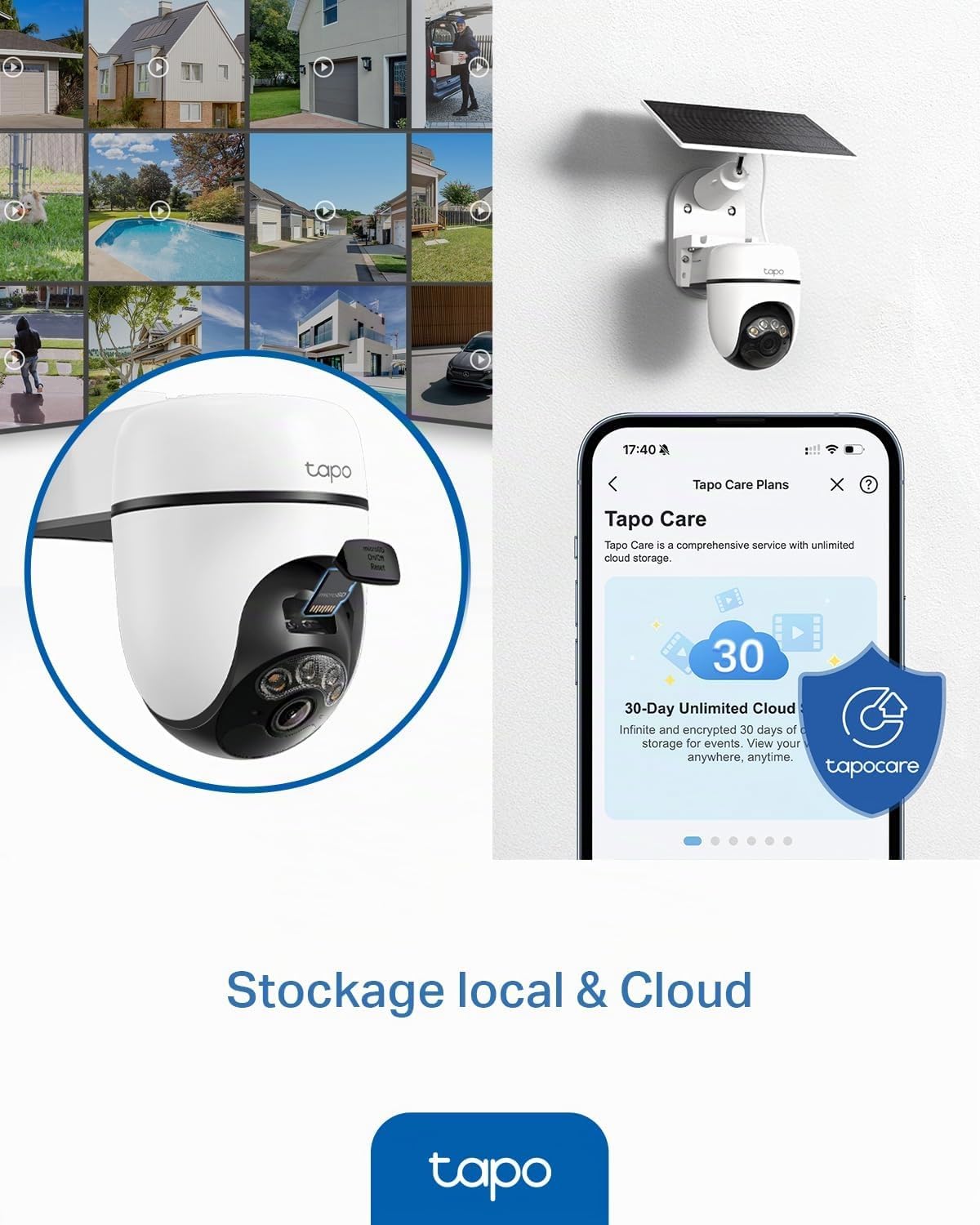 Tapo C610 Kit 2K 3MP Wireless Outdoor WiFi Camera with Solar Panel, 360° PTZ 6700mAh Battery Surveillance Camera, Human Detection, Color Night Vision, AI Tracking, IP65