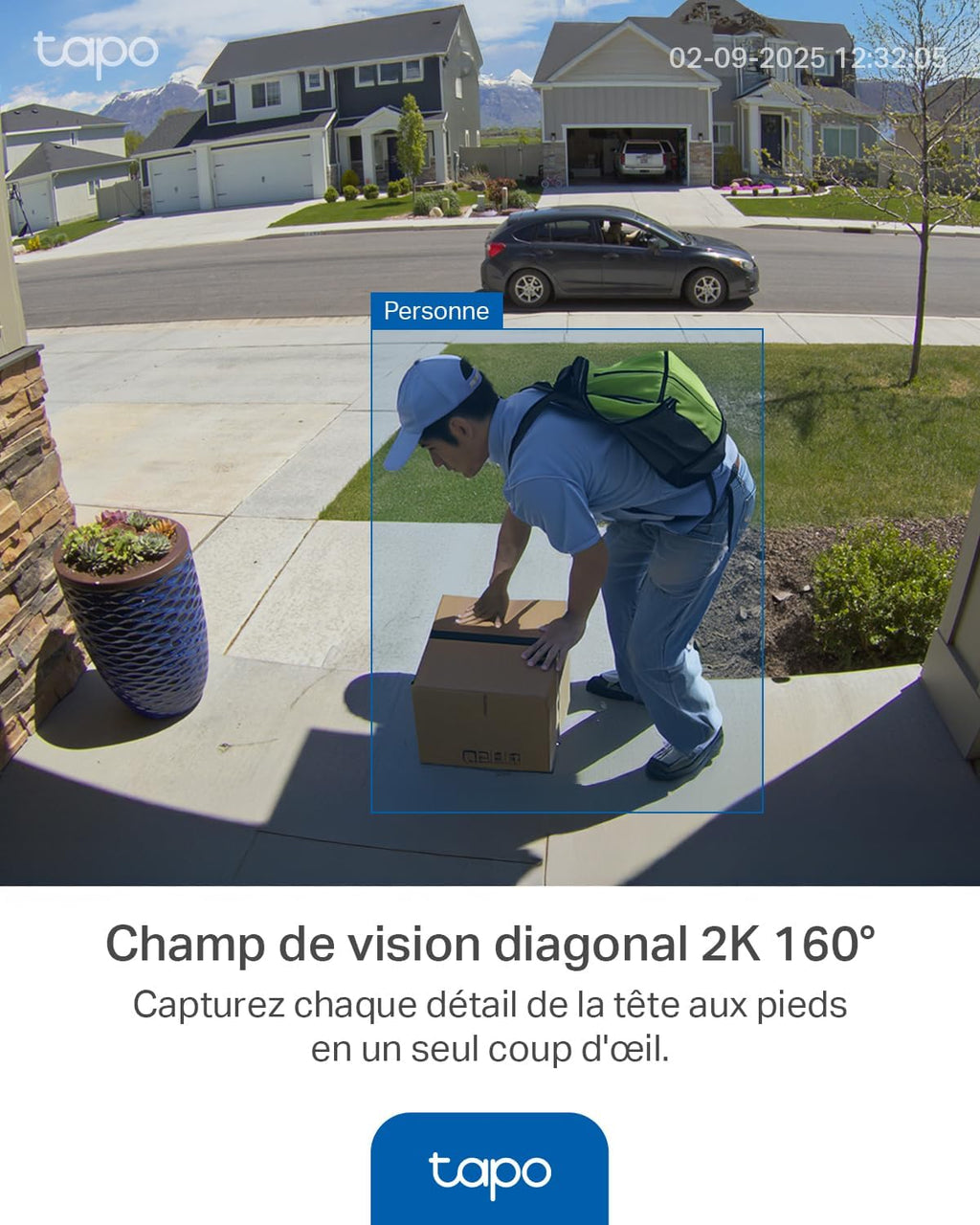 Tapo Waterproof Outdoor Wireless Doorbell with 2K Camera, with Chime | IP65, battery life 180j battery, free AI human detection without subscription, two-way audio, 160° wide angle