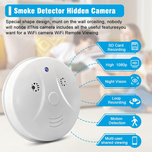 Wifi Hidden Camera,2.4/5G Micro Spy Camera Smoke Detector,