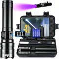 Ultra Powerful LED Torch 1,000,000 Lumens, 1520 M – Zoomable | 30W USB C Rechargeable Flashlight, IPX6 Waterproof Flashlight 5 Modes with Mini UV Torch for Camping, Hiking, Emergency