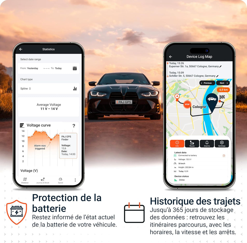 PAJ Vehicle Finder 1.0 4G GPS Tracker for Car, Motorcycle and Truck - Real Time Tracking, Safety Alerts, Journey History - Direct Connection to Battery - 40cm Cable