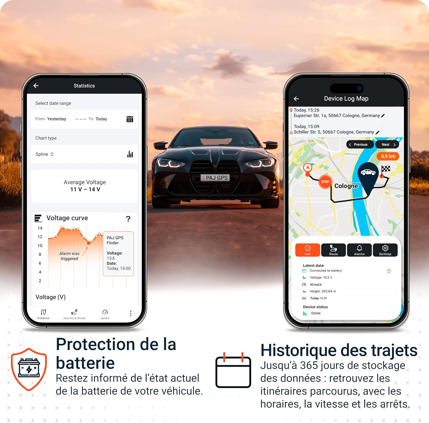PAJ Vehicle Finder 1.0 4G GPS Tracker for Car, Motorcycle and Truck - Real Time Tracking, Safety Alerts, Journey History - Direct Connection to Battery - 40cm Cable