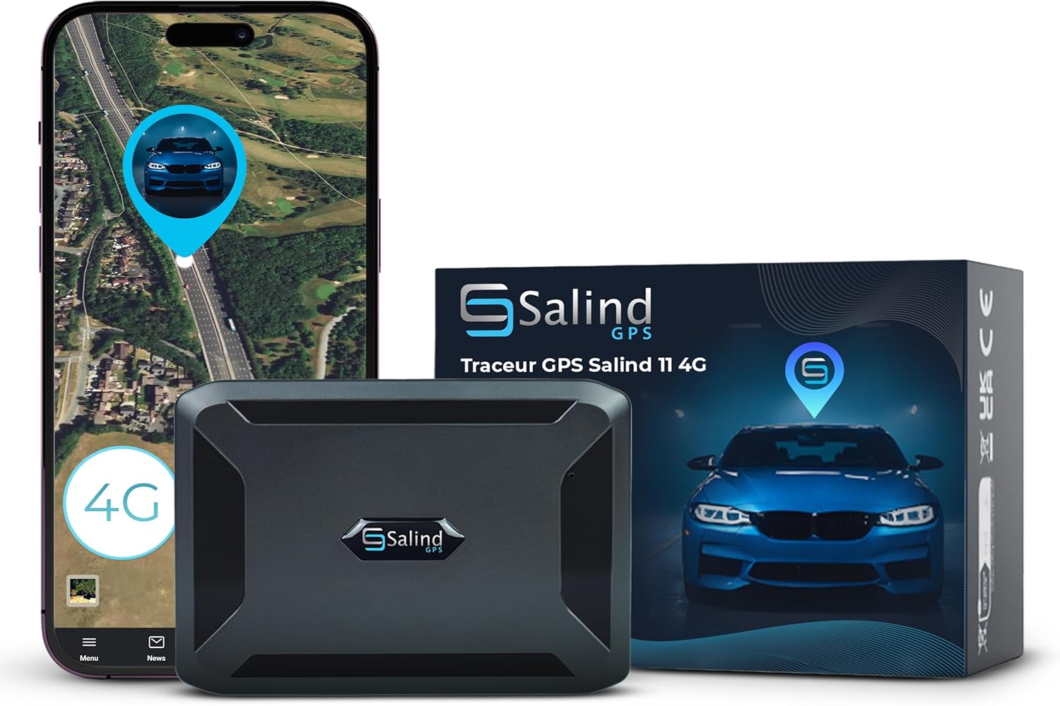 SALIND GPS - Salind 11 4G Tracker GPS pour Voitures, Motos, camions- Aimant intégré pour Un Placement Fixe et sécurisé- Longue durée de Vie de la Batterie- Tracker GPS avec Suivi en Temps réel