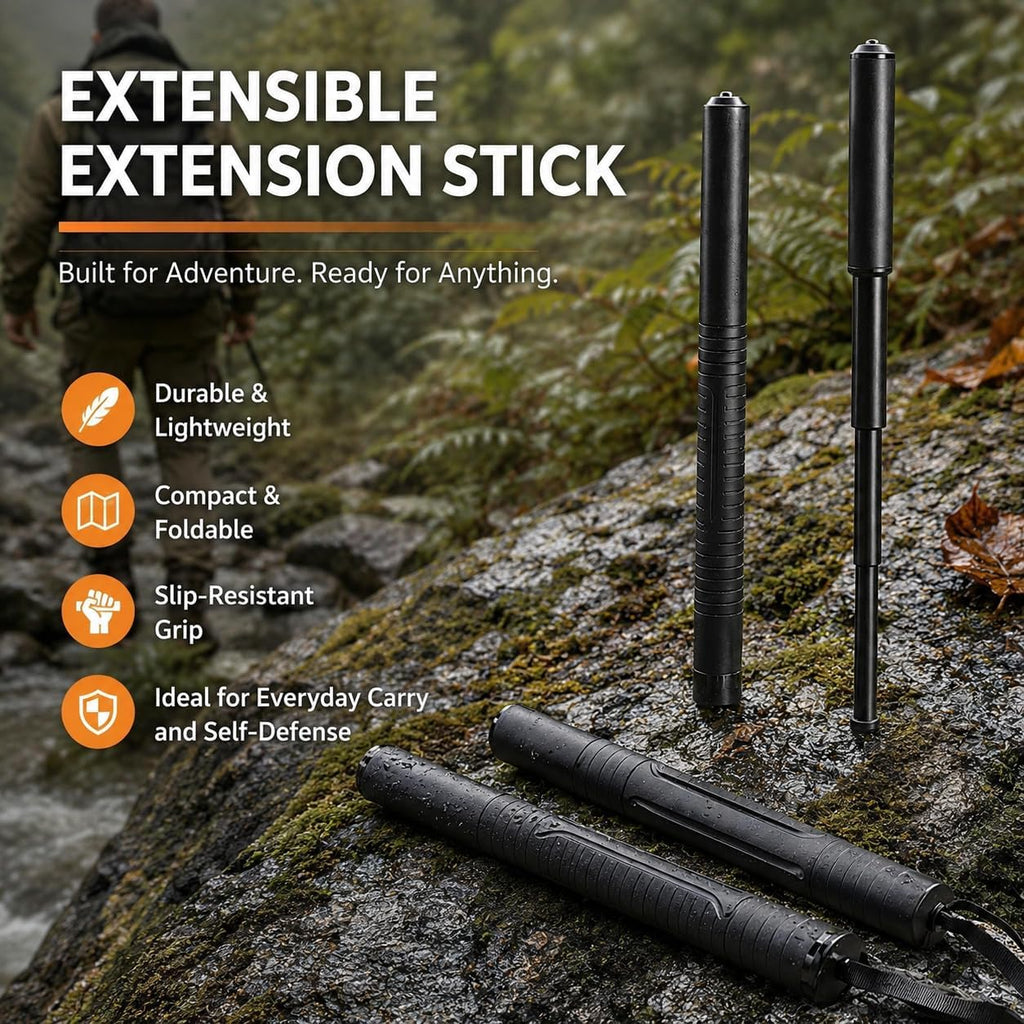 Accessoire Polyvalent Extensible, Acier Noir, Étui de Transport Détachable Inclus