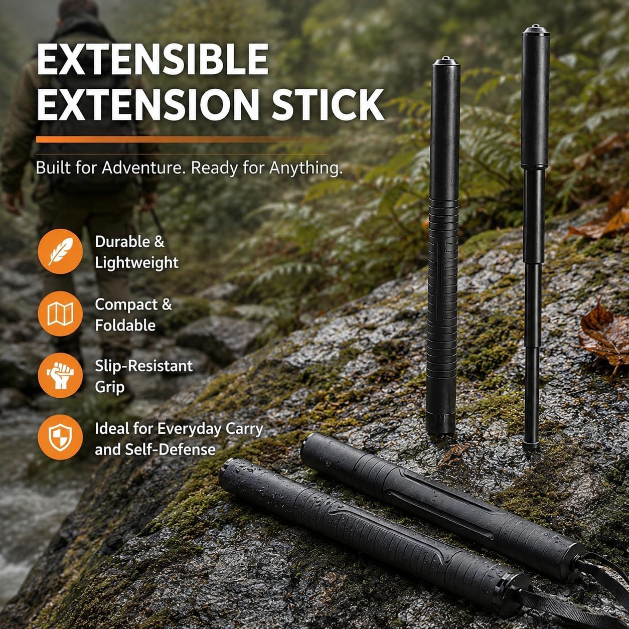 Accessoire Polyvalent Extensible, Acier Noir, Étui de Transport Détachable Inclus