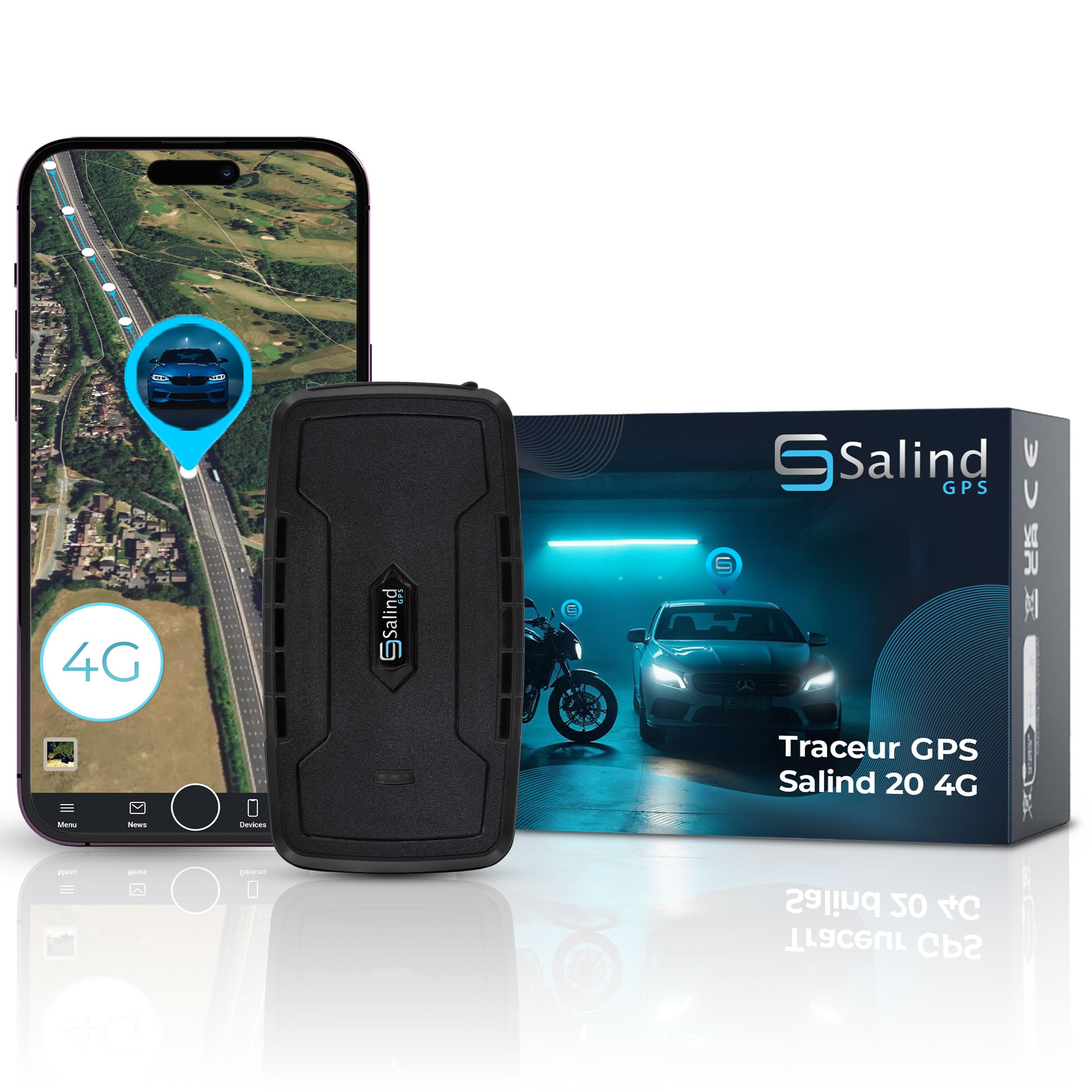 SALIND GPS - Salind 11 4G Tracker GPS pour Voitures, Motos, camions- Aimant intégré pour Un Placement Fixe et sécurisé- Longue durée de Vie de la Batterie- Tracker GPS avec Suivi en Temps réel
