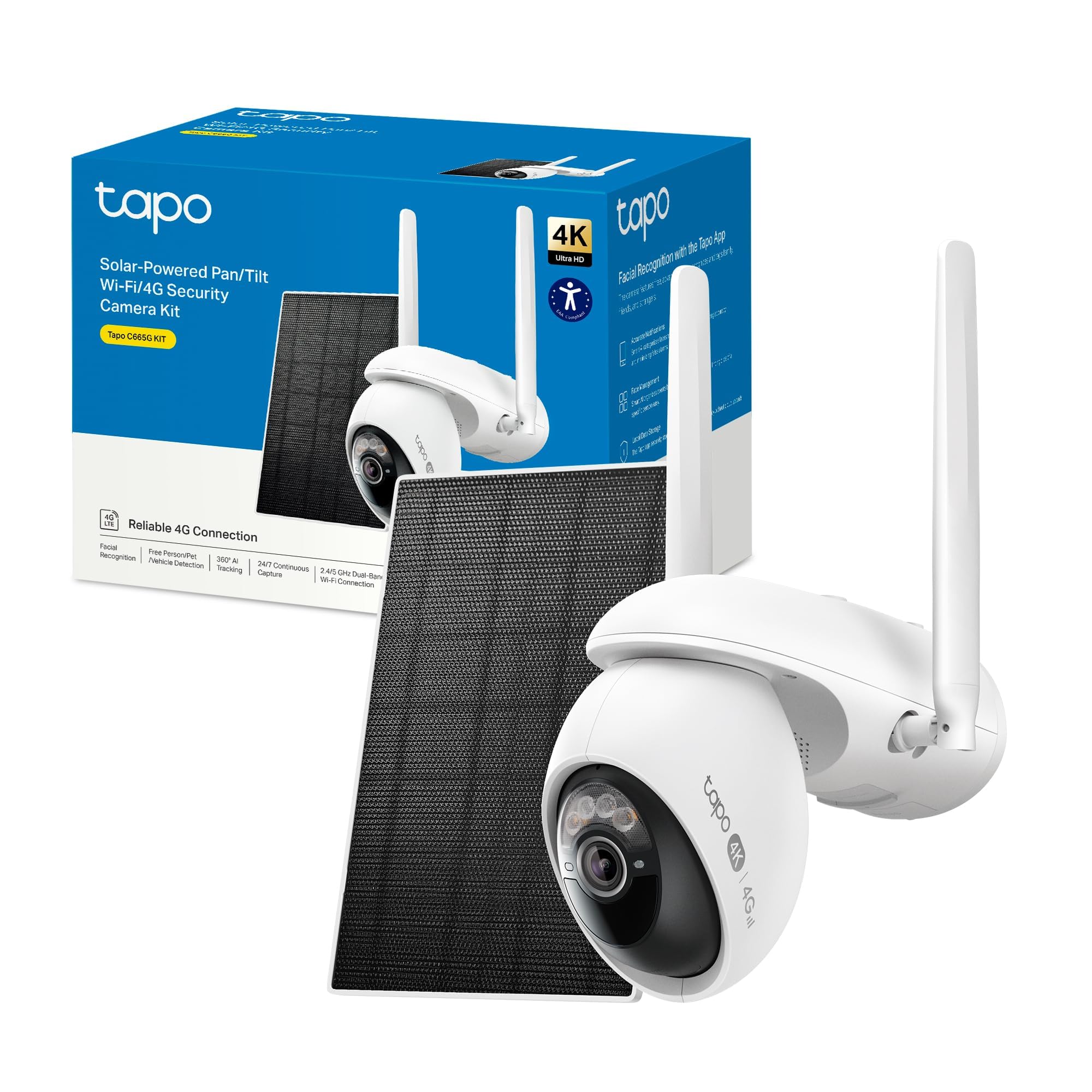 Tapo C610 Kit 2K 3MP Wireless Outdoor WiFi Camera with Solar Panel, 360° PTZ 6700mAh Battery Surveillance Camera, Human Detection, Color Night Vision, AI Tracking, IP65