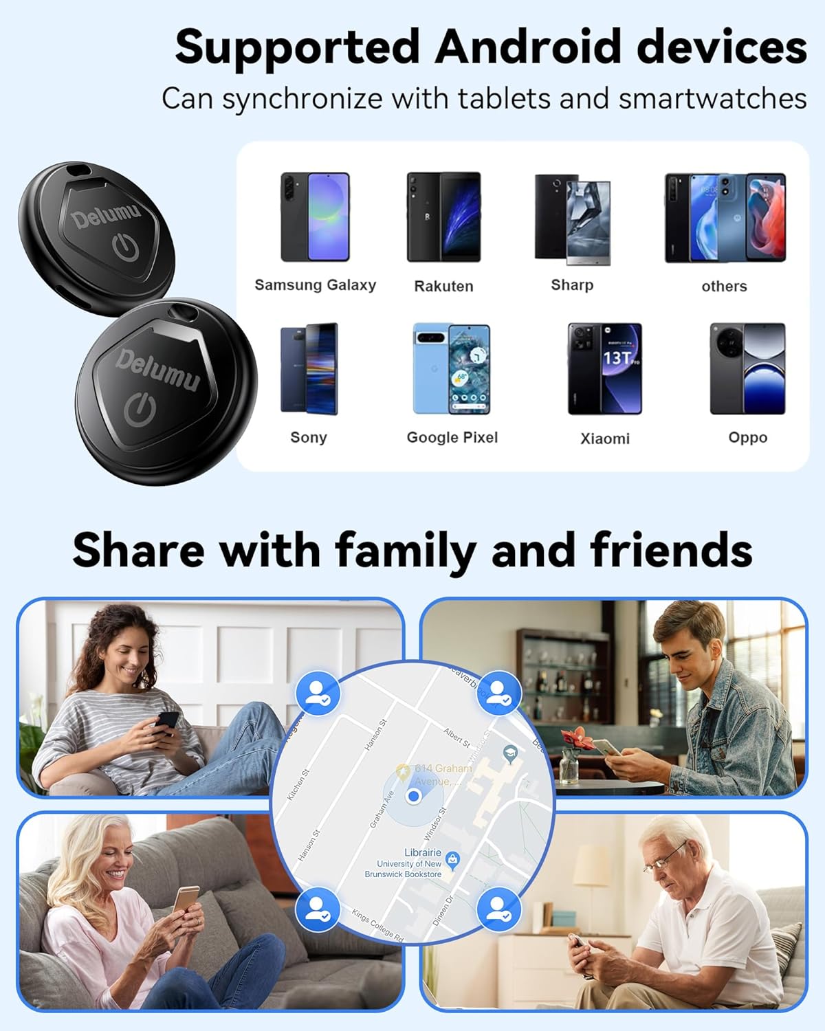 Smart Tracker Tag, 2026 [Google Certified] Air Tracker Android 4 Pack | Tracker Tags Battery Life 1 Year Life, Keys/Wallets/Suitcases/Backpack Locator